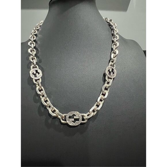 Gucci interlocking g link necklace silver tone - Picture 7 of 10